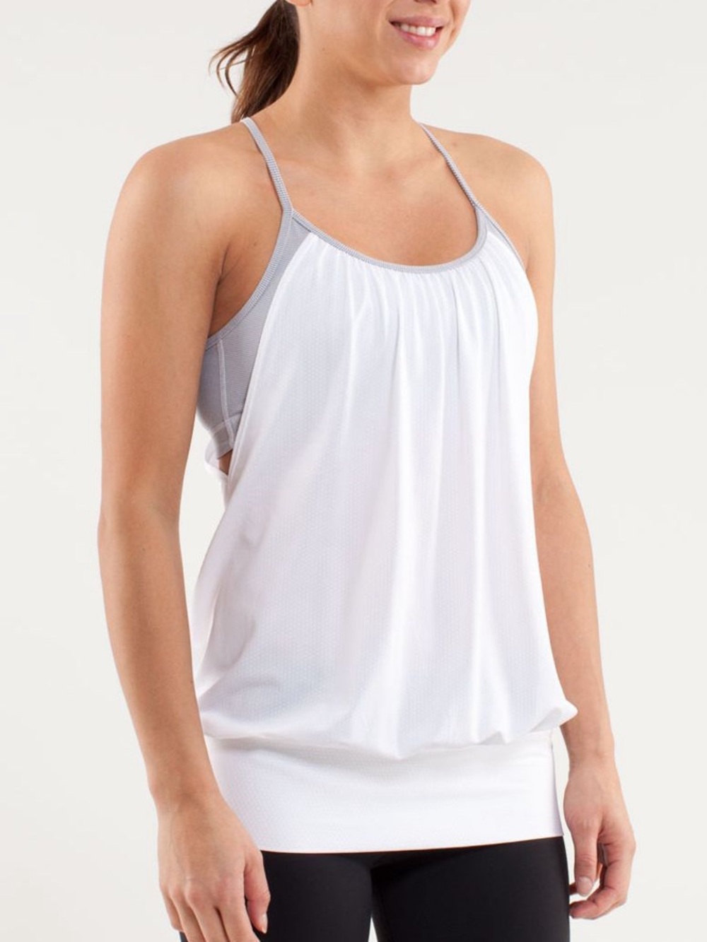Lululemon No Limits Tank White and Blue Size 4